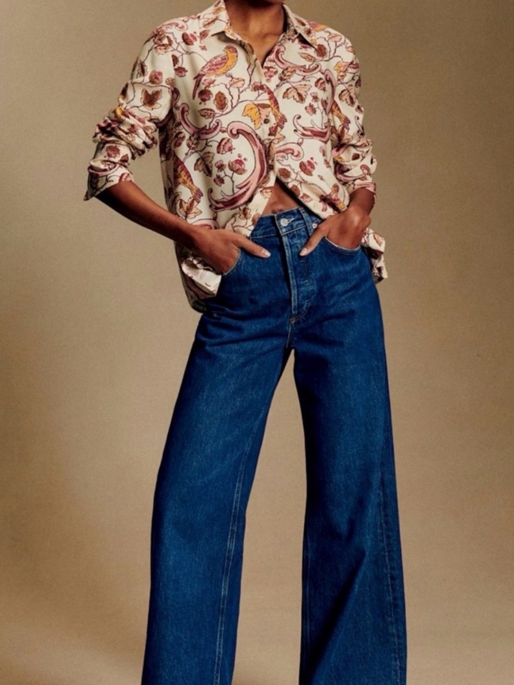 SEZANE X ANTOINETTE POISSON Annie Pink Birds Button Down Top Size 40 VGUC - Picture 2 of 6